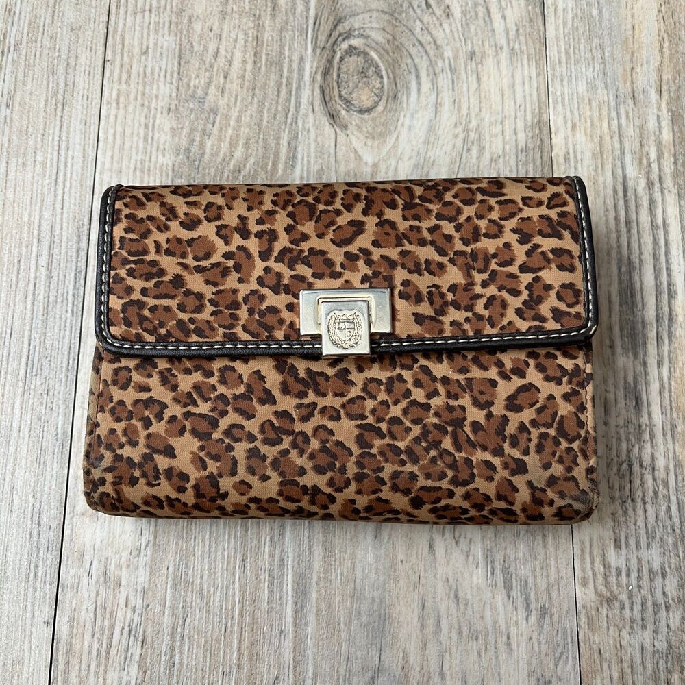 Vintage Y2K Cheetah Print Wallet Tri Fold Cute Brown Zip Early 2000s Glam